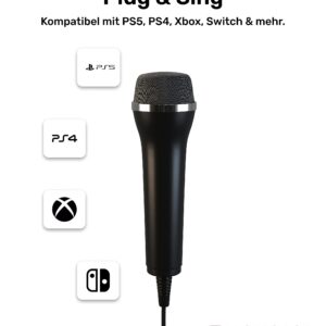 Lioncast Pair Of Universal USB Microphones Compatible with Computer and Karaoke Gaming; Compatible with Wii, PS5/Playstation 5, PS4 & PC Games as SingStar, Lets Sing, We Sing; 3m cable – Black