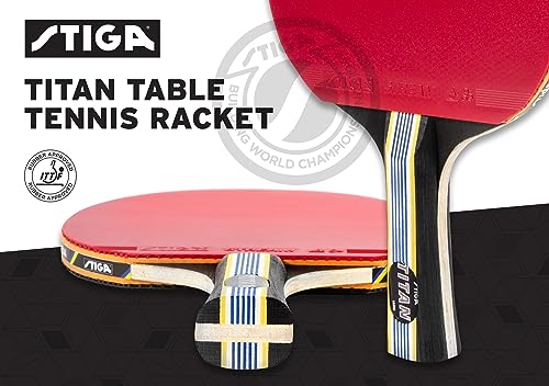 STIGA Titan Performance Ping Pong Paddle - 5-ply Ultra-Light Blade - 2mm Premium Sponge - Flared Handle for Premium Grip - Performance Table Tennis Racket for Advanced Play