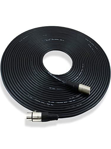 GLS Audio 50ft Mic Cable Patch Cords - XLR Male to XLR Female Black Microphone Cables - 50' Balanced Mike Snake Cord - SINGLE