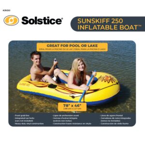 Solstice Inflatable Boat Rafts 2 Person for Adults & Kids Comes W/ Pole Oar Holders Cushioned Comfortable Base Grab Line 6 Ft Size Sunskiff Kits Dinghy Air Floor Yellow