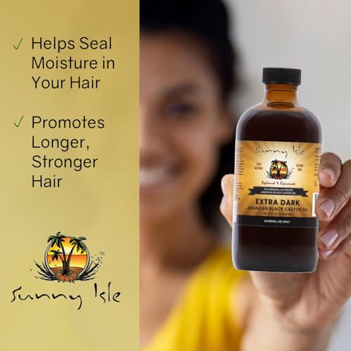 Sunny Isle Extra Dark Jamaican Black Castor Oil, 8 fl. oz. | 100% Natural High Potency Treatment for Hair, Scalp