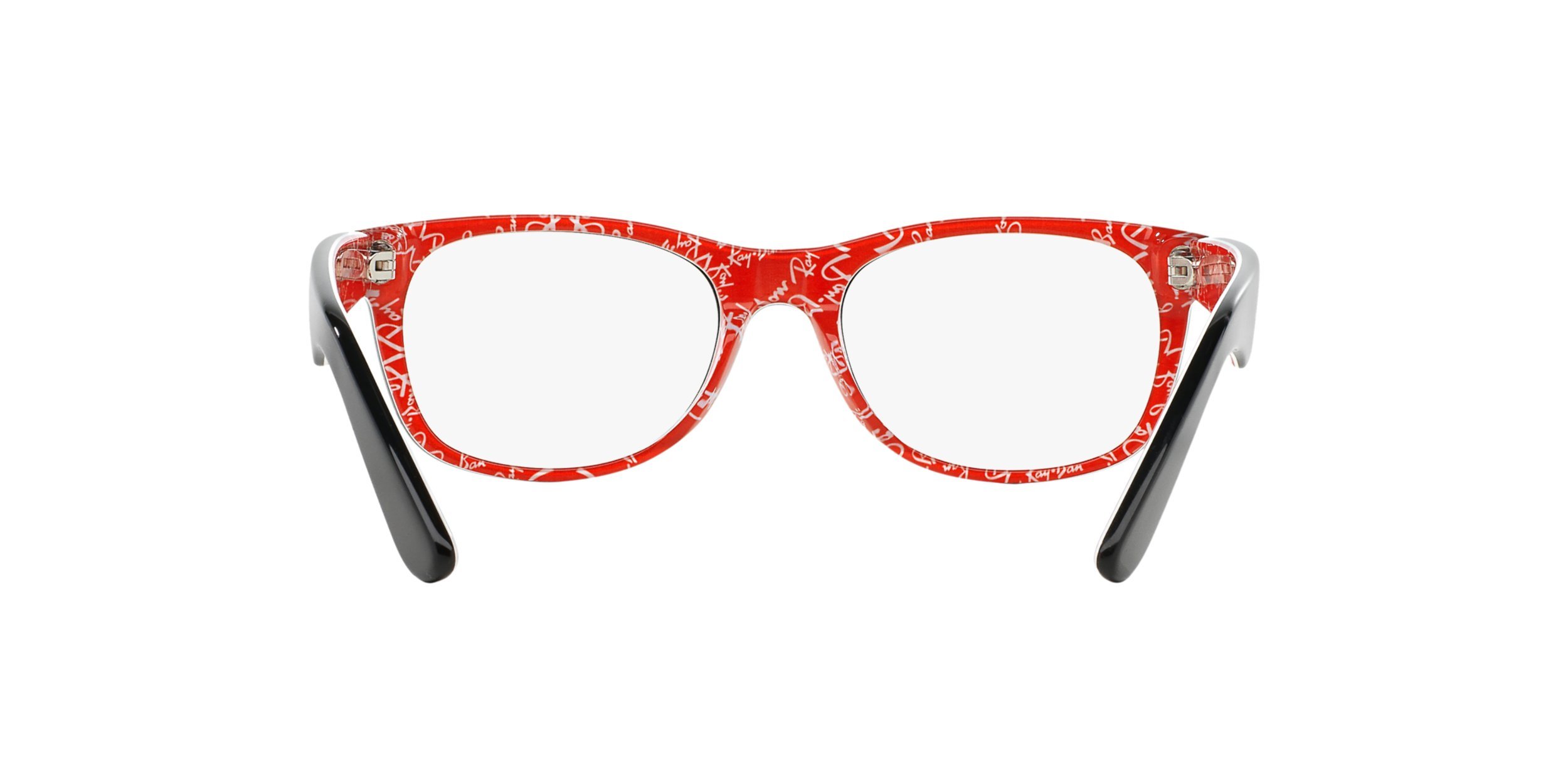 Ray-Ban RX5184 New Wayfarer Square Prescription Eyeglass Frames, Black on Texture Red/Demo Lens, 52 mm