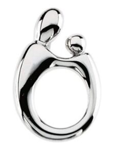 the men's jewelry store (for her) rhodium-plated 14k white gold mother and child hollow back pendant