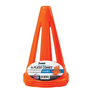 Franklin Sports Plastic Soccer Cones - Mini Sports Cones for Drills + Practice - Flexible Orange Goal Cones for Training + Games - 9 Inches, Set of 4