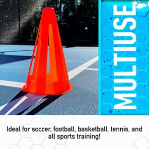 Franklin Sports Plastic Soccer Cones - Mini Sports Cones for Drills + Practice - Flexible Orange Goal Cones for Training + Games - 9 Inches, Set of 4