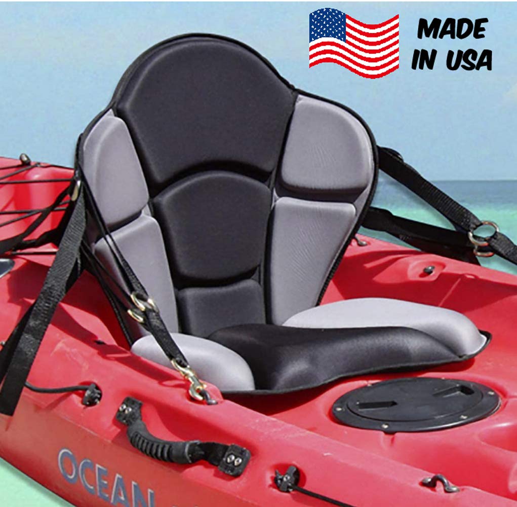 GTS Expedition Molded Foam Kayak Seat - Standard Zipper Pack Comfortable Padded Kayak Canoe Boat Seat Fishing Seat Super Supportive Lumbar Support, Comfortable Kayak Adjustable Backrest