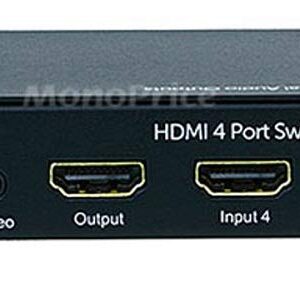 Monoprice Blackbird 4x1 HDMI 1.4 Switch - HDCP 1.4, with Toslink, Digital Coax and Analog Audio Extractor, 1080p 60Hz, DAC (Compatible with PS4/5 Xbox Apple TV Fire Stick Roku Blu-Ray Player)