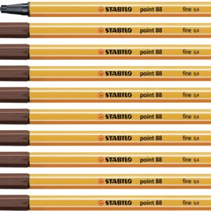 STABILO Point 88 Fineliner Pen,Brown,Pack of 10