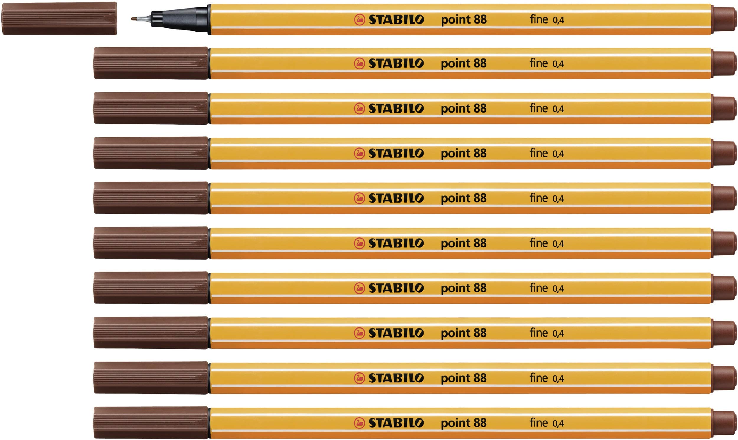 STABILO Point 88 Fineliner Pen,Brown,Pack of 10