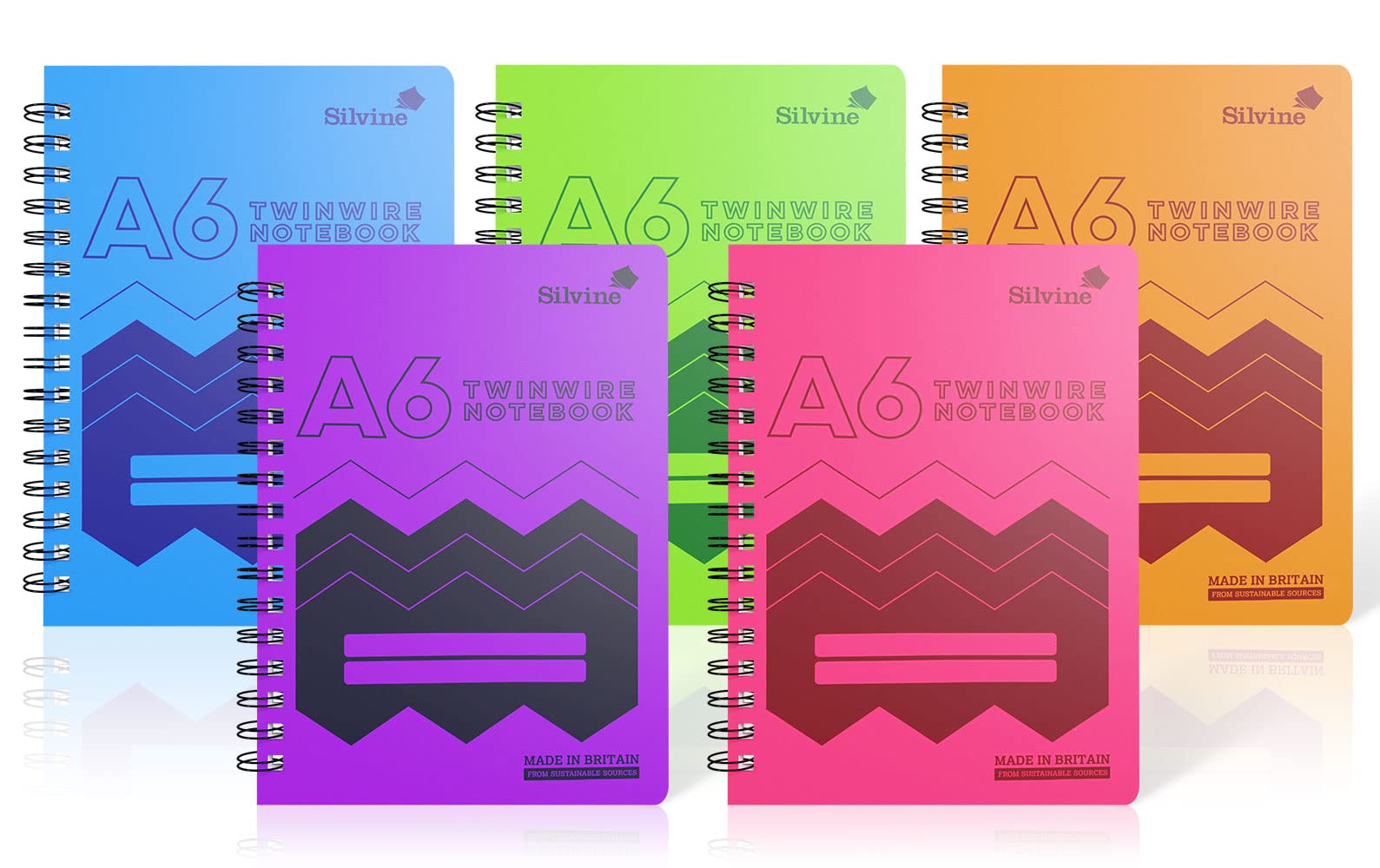 Silvine 160 Page A6 Wirebound Notebooks with Durable Wipe Clean Covers [Assorted Pack of 10]