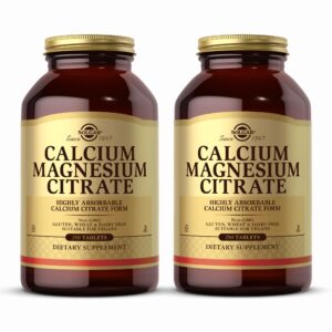 Solgar Calcium Magnesium Citrate - 250 Tablets, Pack of 2 - Non-GMO, Vegan, Gluten Free, Kosher - 100 Total Servings