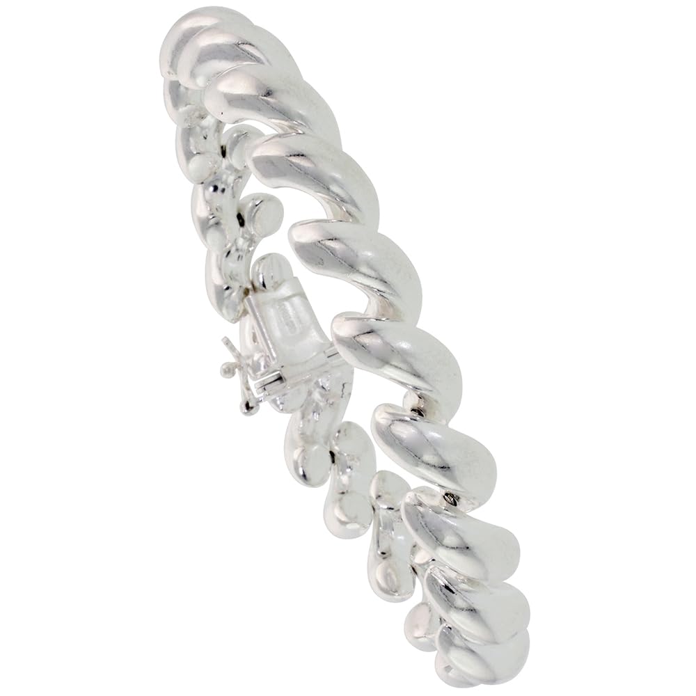 Medium Sterling Silver 10mm San Marco Bracelet for Women Italy 3/8 inch wide 8 inch long