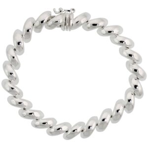 Small Sterling Silver 8mm San Marco Bracelet for Women Italy 11/32 inch wide 7.5 inch long