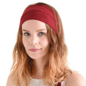 CHARM Womens Headband Boho Headwrap - Turban Head Wrap Festival Retro Hair Accessory Pirate Hairband Dark Red