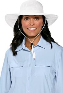 coolibar upf 50+ women's shelly shapeable travel sun hat - sun protective (one size- white)