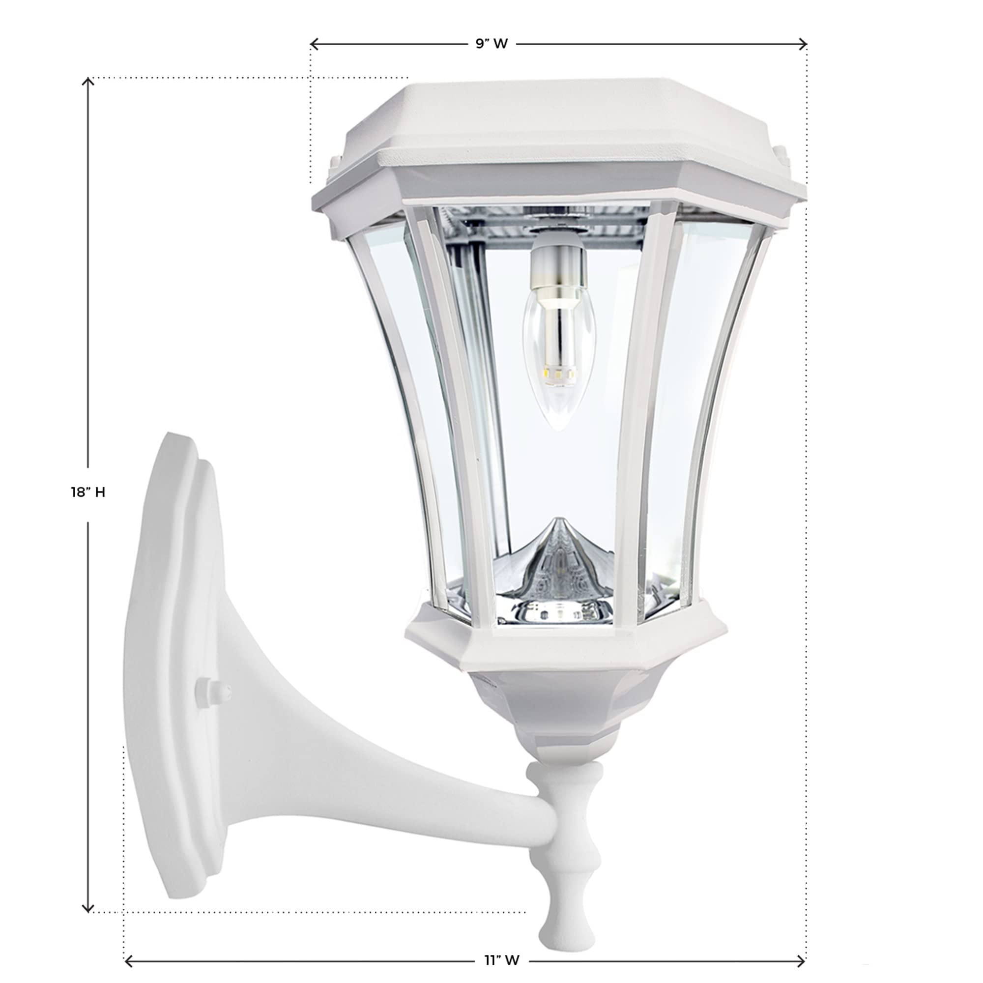 Gama Sonic Solar Outdoor Post Light, Victorian Bulb, White Aluminum, 1-Light with 3 Mounting Options, 3-inch Fitter for Lamp Posts, Flat Mount for Column Lights and Wall Sconce Mount (94B233)