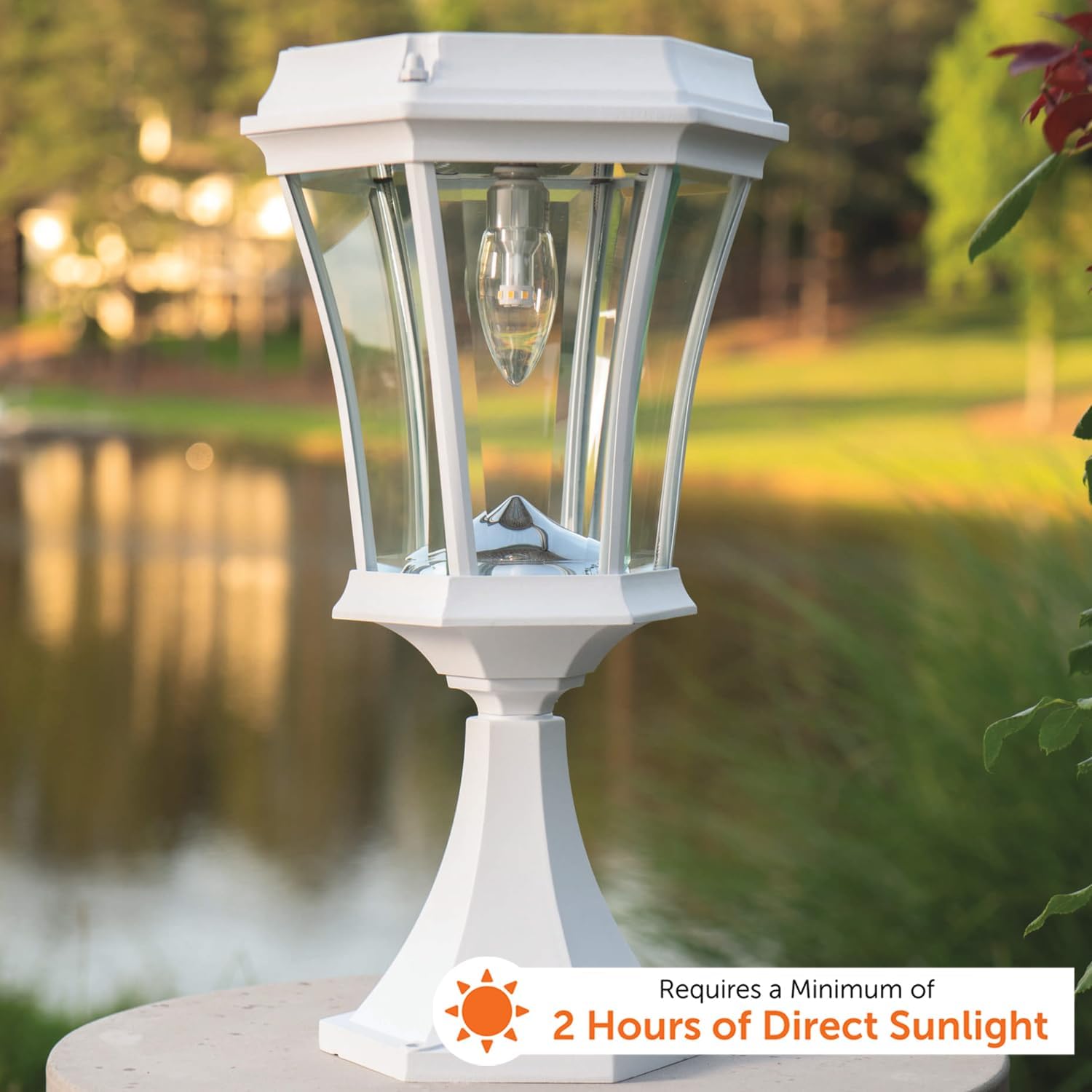 Gama Sonic Solar Outdoor Post Light, Victorian Bulb, White Aluminum, 1-Light with 3 Mounting Options, 3-inch Fitter for Lamp Posts, Flat Mount for Column Lights and Wall Sconce Mount (94B233)