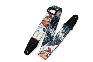 levy's leathers 2" wide polyester guitar strap with genuine leather ends; koi fish motif (mpd2-016)