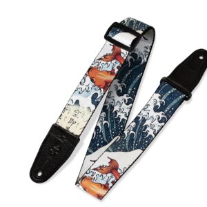 Levy's Leathers 2" Wide Polyester Guitar Strap with Genuine Leather Ends; Koi Fish Motif (MPD2-016)