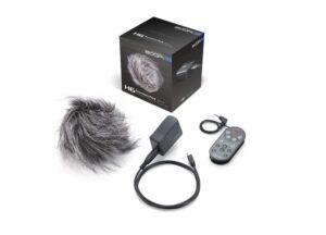 zoom aph-6 accessory package for h6 portable recorder, includes remote control with extension cable, usb ac adapter, and hairy windscreen