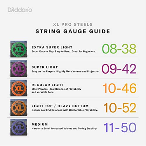 D'Addario Guitar Strings - ProSteels Electric Guitar Strings - Round Wound - Brighter, Crunchier, Increased Sustain - EPS520 - Super Light, 9-42