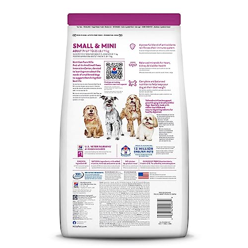 Hill's Science Diet Small & Mini, Senior Adult 7+, Small & Mini Breeds Senior Premium Nutrition, Dry Dog Food, Chicken, Brown Rice, & Barley, 15.5 lb Bag