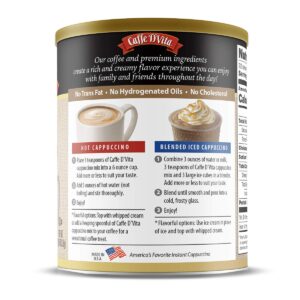 Caffe D’Vita Pumpkin Spice Cappuccino Mix - Pumpkin Spice Latte Mix, Gluten Free, No Cholesterol, No Hydrogenated Oils, No Trans Fat, 99% Caffeine Free, Pumpkin Spice Instant Coffee - 1 Lb Can, 6-Pack