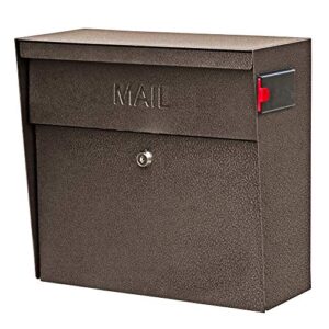 mail boss 7164 metro, bronze high capacity wall mounted locking security mailbox