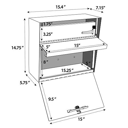 Mail Boss 7164 Metro, Bronze High Capacity Wall Mounted Locking Security Mailbox