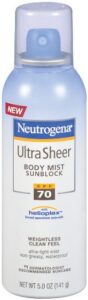 neutrogena ultra sheer sunblock body mist, spf 70, 5 ounces (pack of 2)