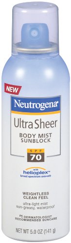 Neutrogena Ultra Sheer Sunblock Body Mist, SPF 70, 5 Ounces (Pack of 2)