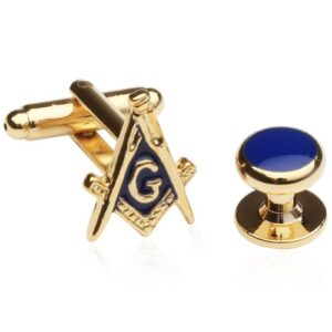 Men's Gold Masonic Tuxedo Formal Set Freemason Cuff links and Studs Set with Travel Presentation Idea Box Tux Shirt Accessories Attire Special Occasions