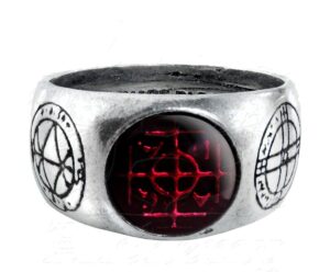 agla alchemy gothic pewter talisman ring - size 7