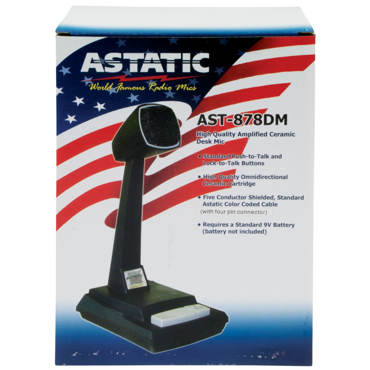 Astatic 302-AST878DM CB Desk Microphone, Black, Auxiliary