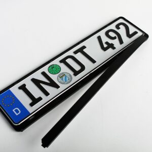 Standard Black Euro License Plate Holder - Universal Mounting Frame/Bracket