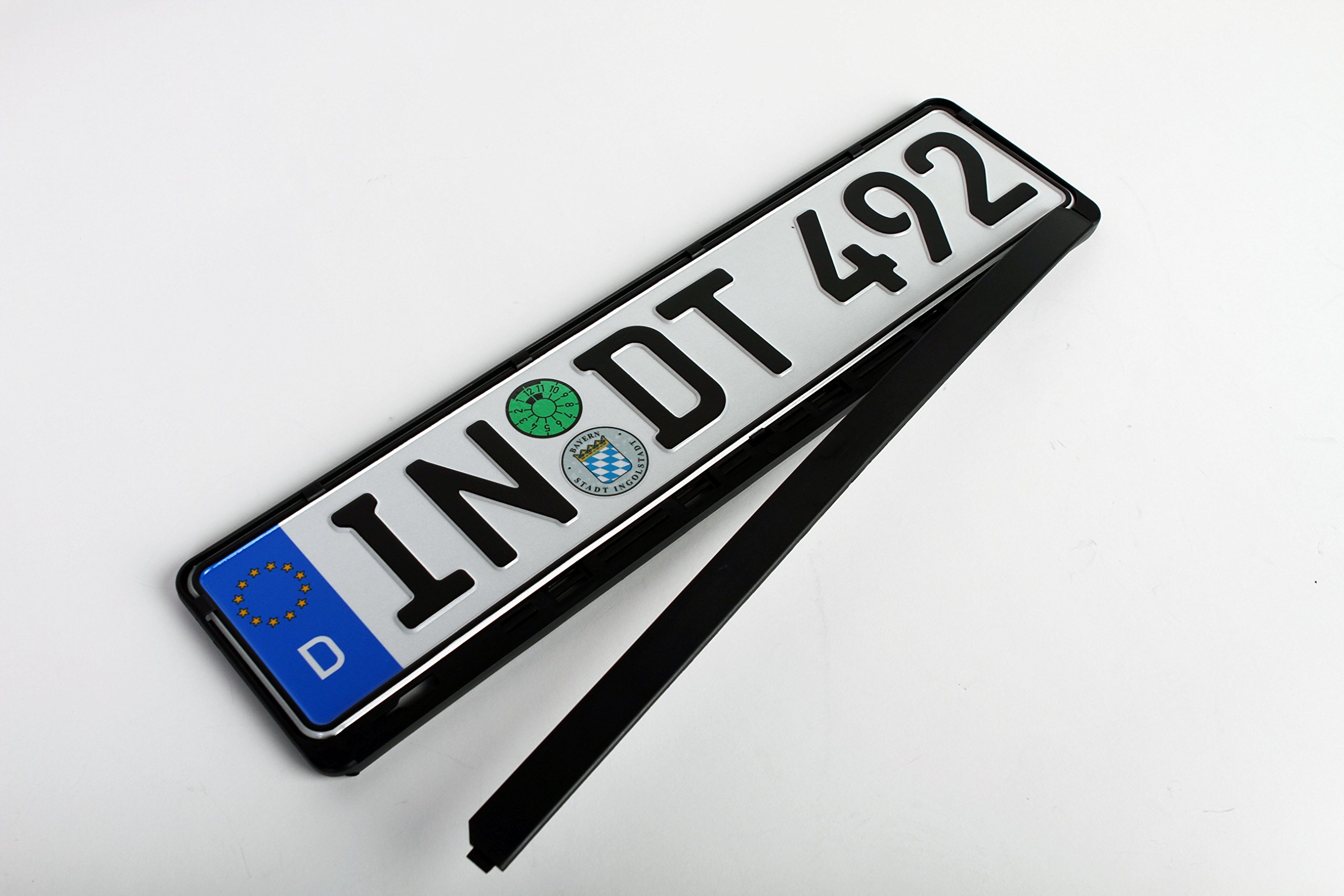 Standard Black Euro License Plate Holder - Universal Mounting Frame/Bracket