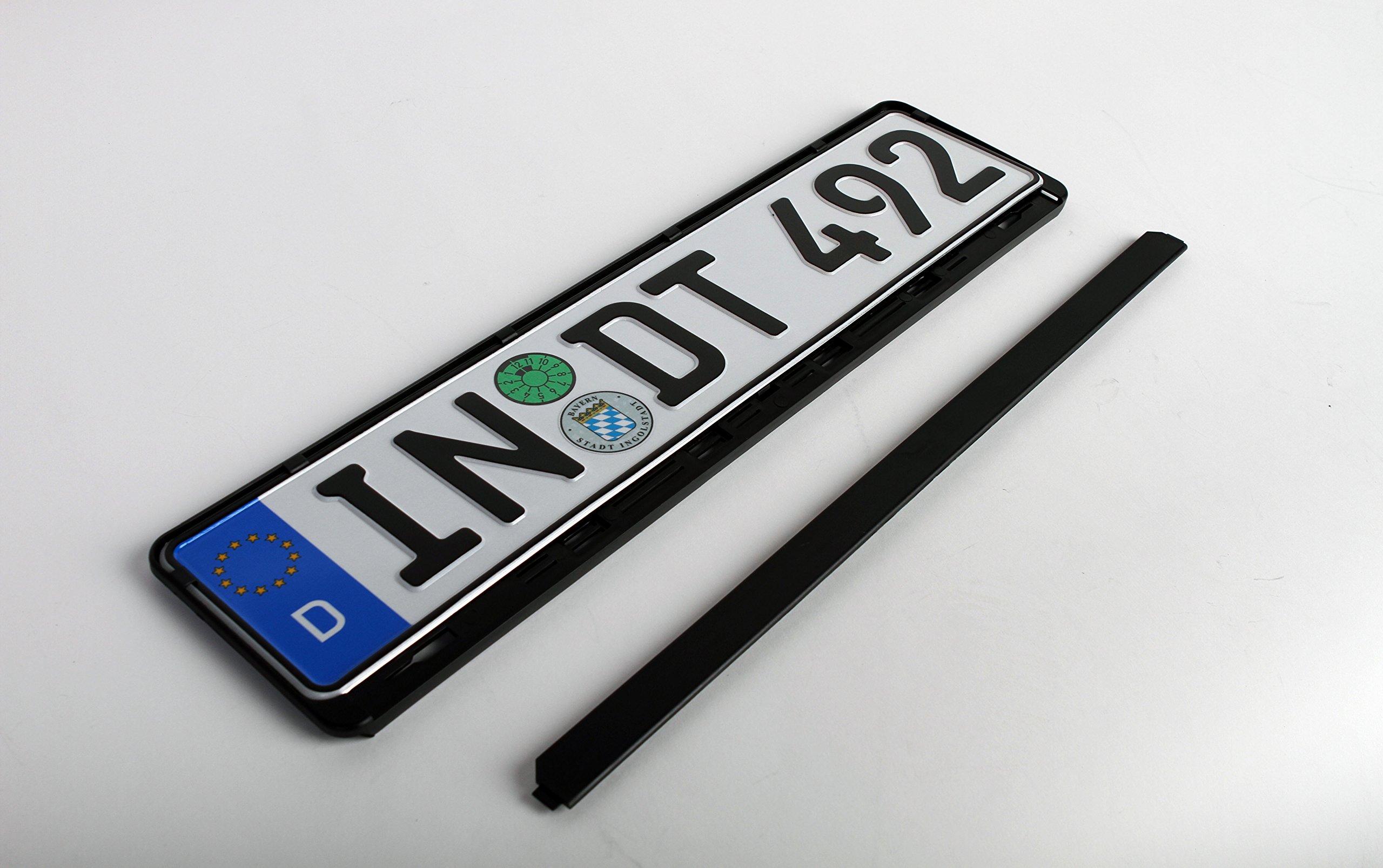 Standard Black Euro License Plate Holder - Universal Mounting Frame/Bracket