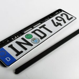 Standard Black Euro License Plate Holder - Universal Mounting Frame/Bracket