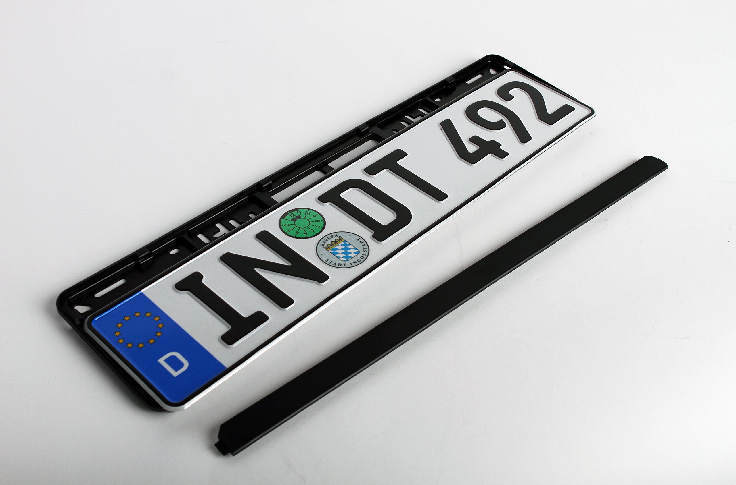 Standard Black Euro License Plate Holder - Universal Mounting Frame/Bracket