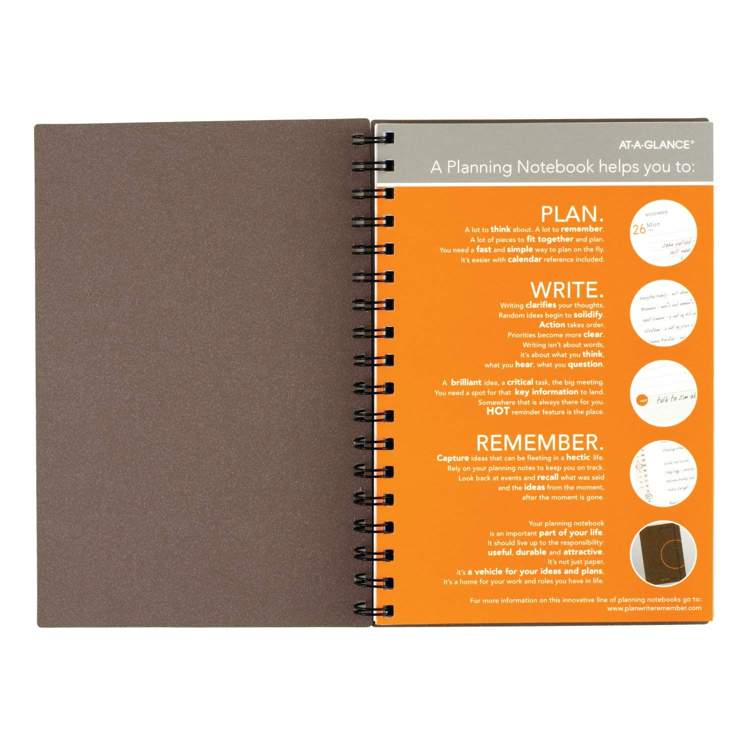 AT-A-GLANCE PLAN.WRITE.REMEMBER. 80620330 Planning Notebook Two Days Per Page, 6 x 9, Gray