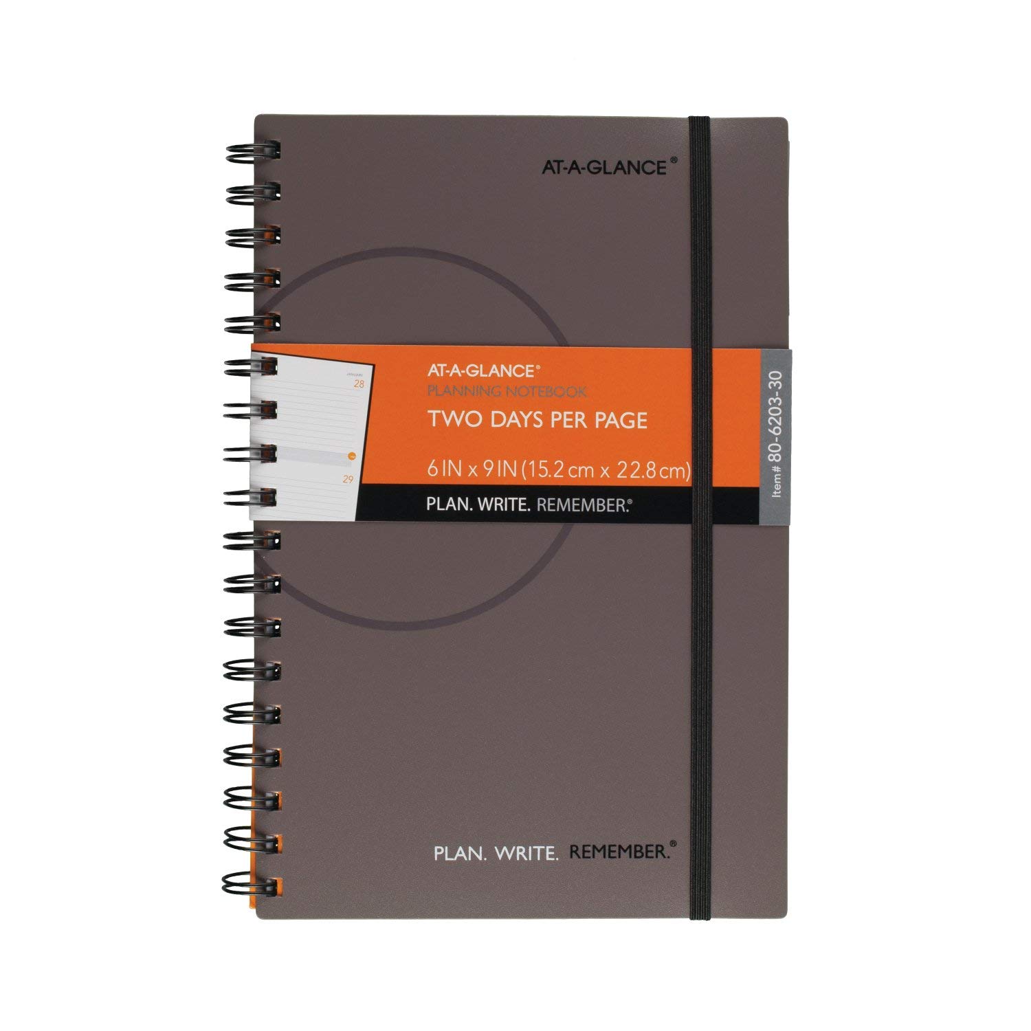 AT-A-GLANCE PLAN.WRITE.REMEMBER. 80620330 Planning Notebook Two Days Per Page, 6 x 9, Gray