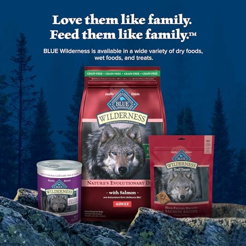 Blue Buffalo Wilderness Adult High-Protein Dry Dog Food with Real Salmon, Grain-Free, Made in the USA with Natural Ingredients, Salmon, 24-lb. Bag