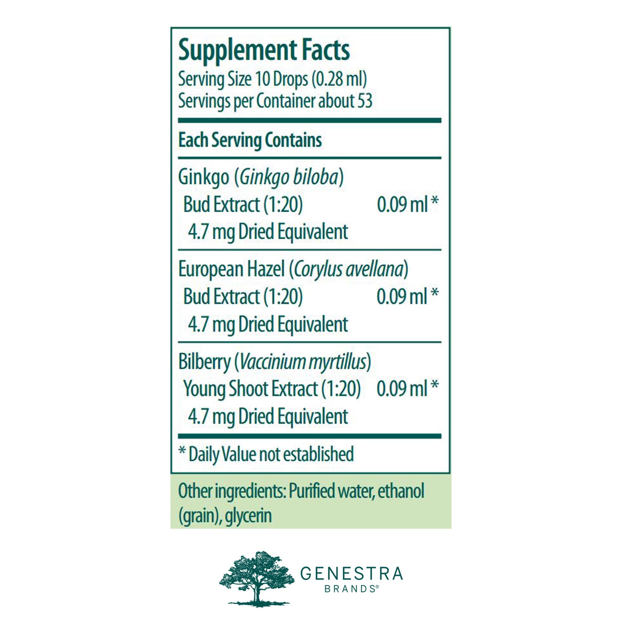 Genestra Brands Micro-gen | Gingko, European Hazel, and Bilberry Herbal Supplement | 0.5 fl. oz.