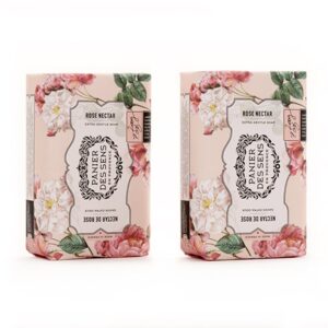 Panier des Sens Rose Shea butter natural bar soap, bath & body soap bars - Made in France 95% natural - 2 bars, 7oz/200g each