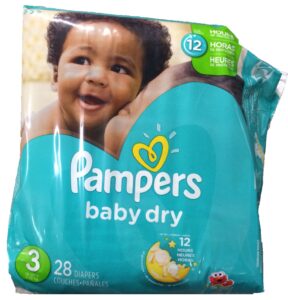 pampers baby dry diapers, size 3, 28 count