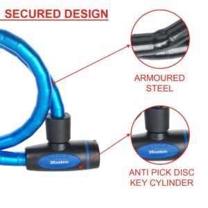 MASTER LOCK Bike Cable Lock [Key] [1 m Cable] [Outdoor] 8228EURDPRO - Ideal for Bike, Electric Bike, Skateboards, Strollers, Lawnmowers and other Outdoor Equipments