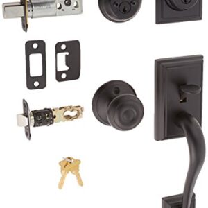 Schlage F62-ADD-GEO Addison Double Cylinder Handleset with Georgian Interior Kno, Matte Black