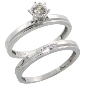 10k white gold ladies’ 2-piece diamond engagement wedding ring set, size 8.5