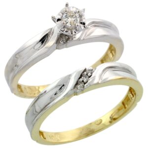 silver city jewelry 10k yellow gold ladies’ 2-piece diamond engagement wedding ring set, size 7