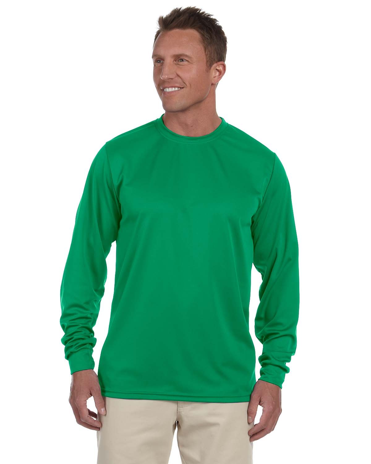 Augusta Sportswear Mens Wicking Long Sleeve T-shirt, Kelly, Large US